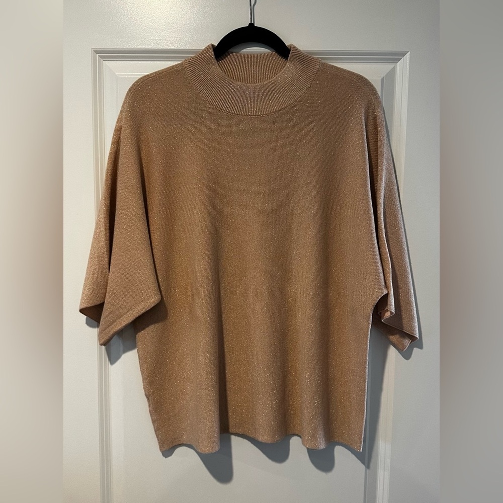 Chico's Shimmering pale pink knit top - great for the holidays!